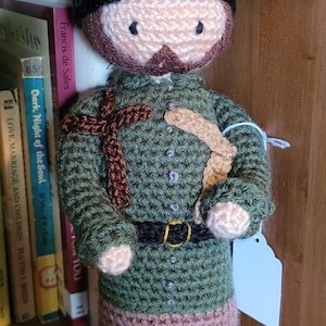 Handmade Crochet Soldier Doll - Christian Saint Hero Gift - Amigurumi Plush for Boys - Baptism or Confirmation Gift