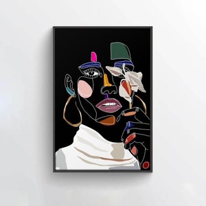 Mysterious Flower Girl Art Print, Black Girl Poster, African Woman Canvas, Black Art, Black Woman Art, Afro American Art, Modern Wall Art