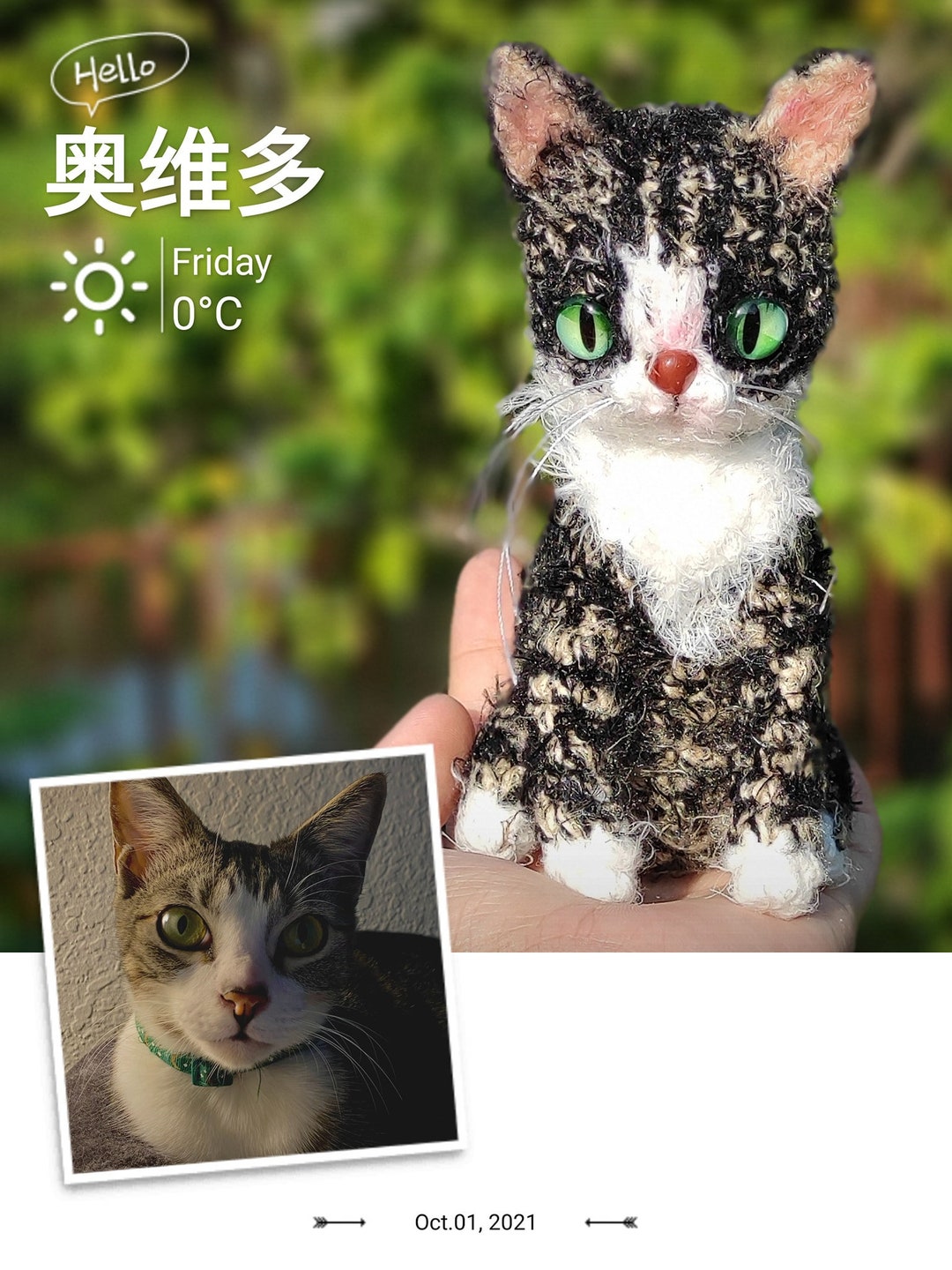 Muñeca de mascota de ganchillo personalizada hecha a mano Gato