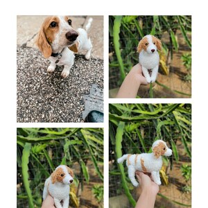 Pelúcia de cachorro de crochê artesanal personalizada, boneca de animal de estimação personalizada, lembrança de cachorro amigurumi, presente exclusivo de bassê, pelúcias personalizáveis
