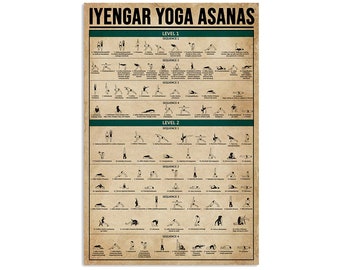 Iyengar Yoga Asanas Poster, Yoga Poster, Yoga Knowledge, Yoga Print, Yoga Poses Poster, Yoga Lover Gift,  Meditation Print, Yoga Gift