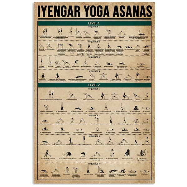 Iyengar Yoga Asanas Poster, Yoga Poster, Yoga Knowledge, Yoga Print, Yoga Poses Poster, Yoga Lover Gift,  Meditation Print, Yoga Gift