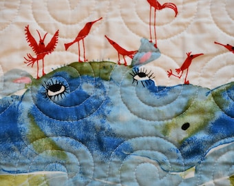 Hippo Gone Wild Quilted Panel