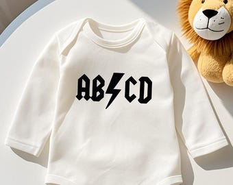 ABCD Alphabet Rock And Roll Baby Outfit, Funny Baby Baby Clothes, Rockstar, Rock and Roll Baby Bodysuit, Newborn gift, Baby Shower Gift