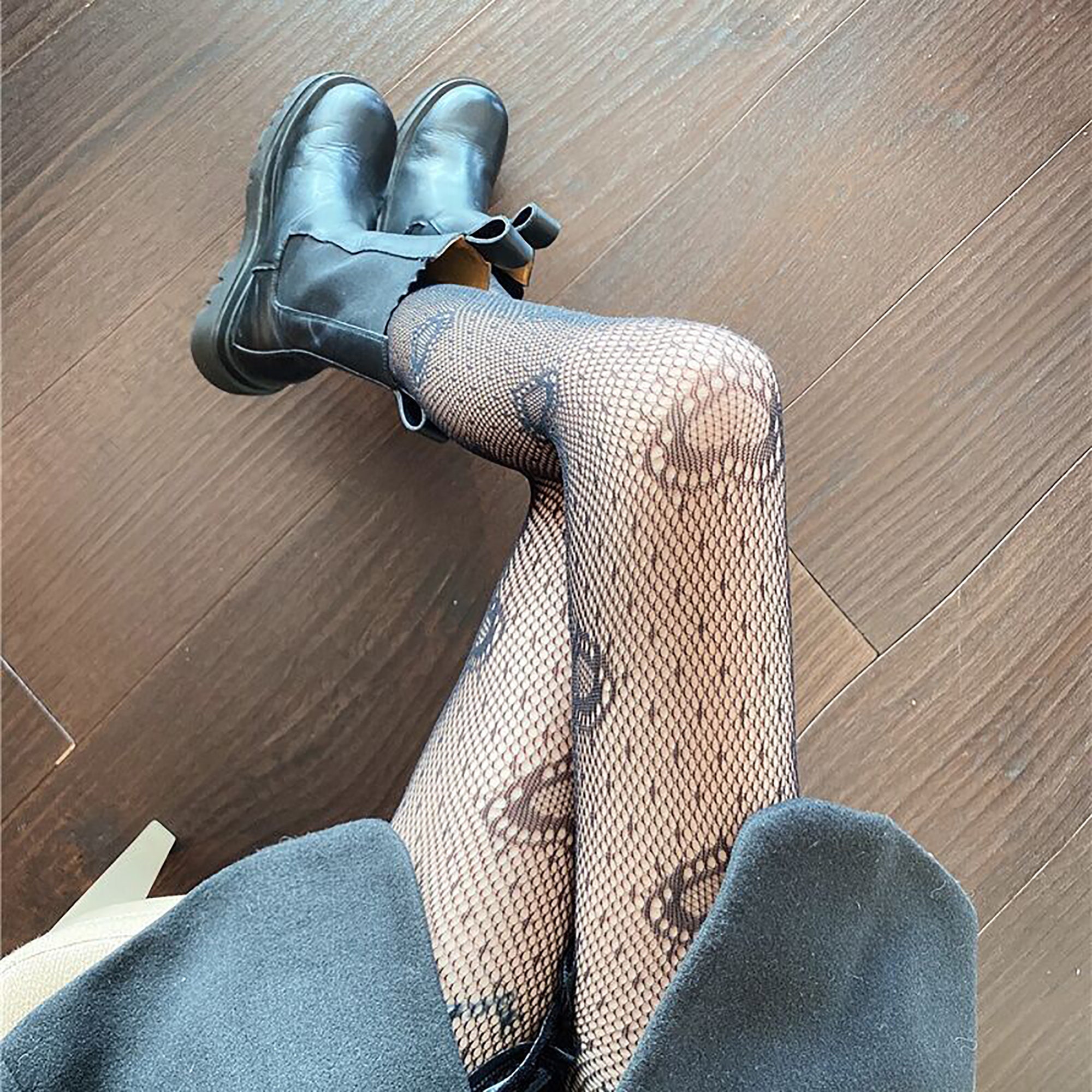 Amor corazón hueco medias de redMedias negras de mujeres Etsy