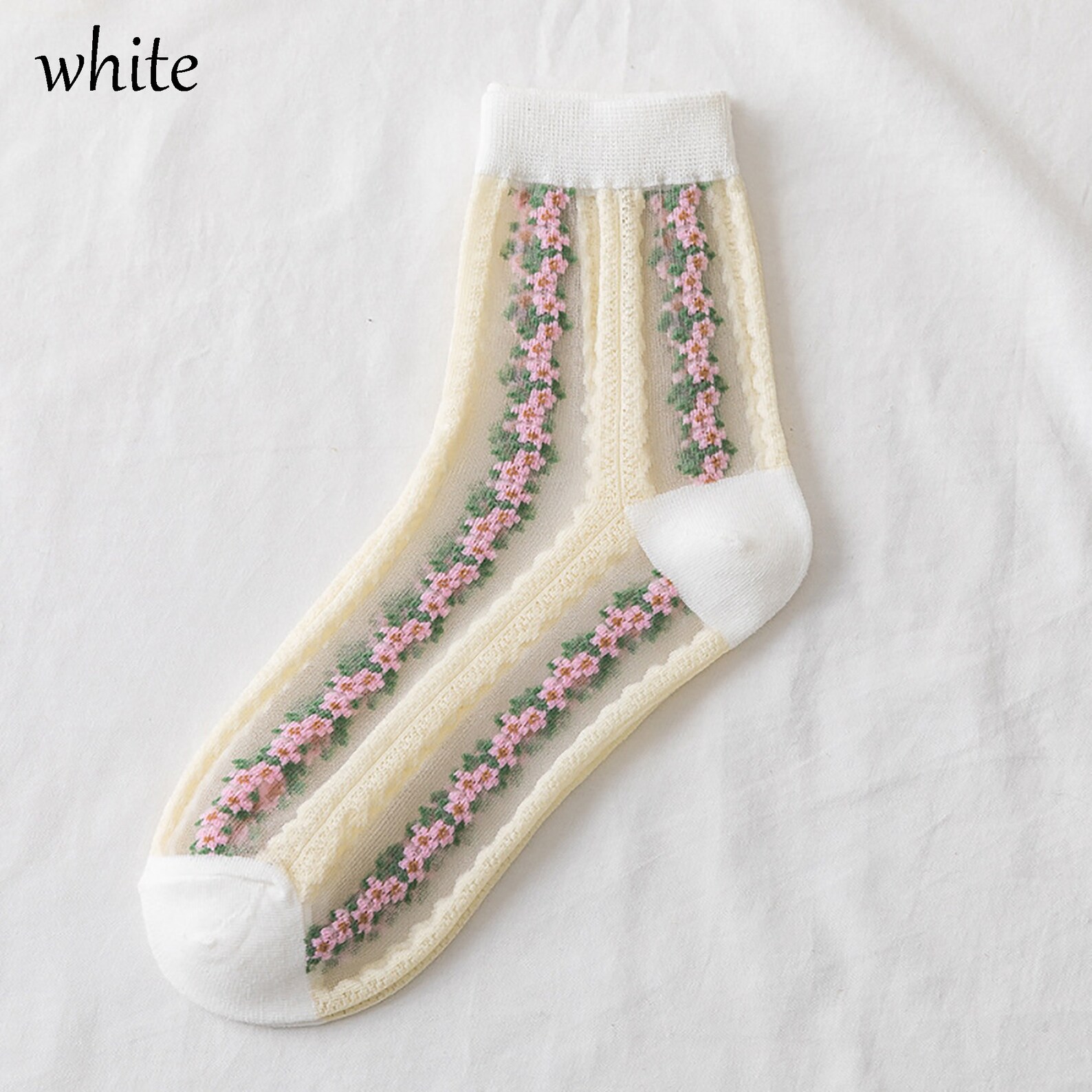 Flower Lining Lace Socks Novelty Ankle Socks Transparent Etsy