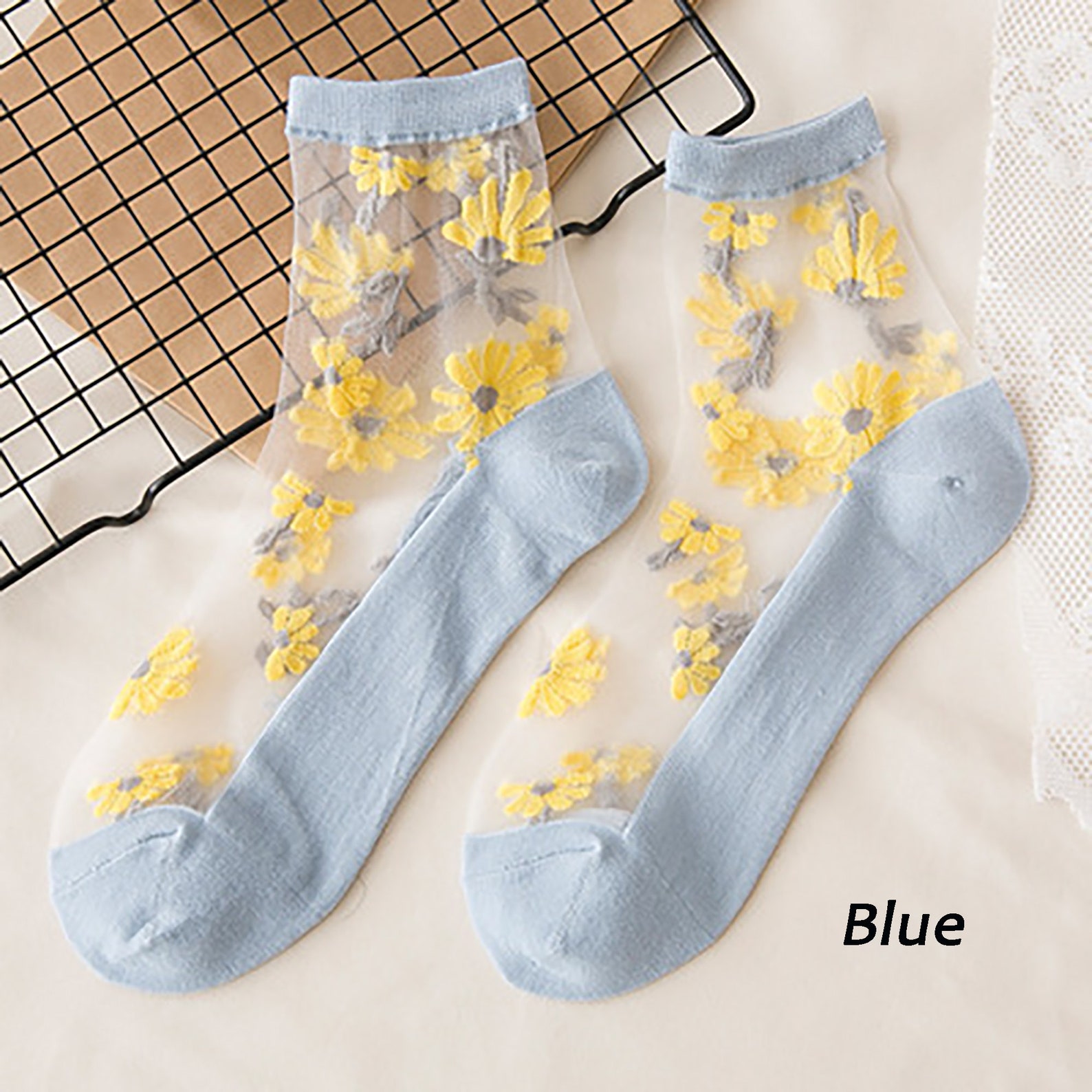 Floral Socks/Small Flower Socks/Spring Theme Sock/Daisy Etsy