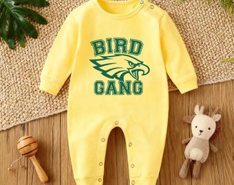 Bird Gang Eagle Baby Bodysuit, Philadelphia Football Baby Outfit, Personalized Kelly Green Newborn Clothes, Coming Home Clothing, Baby Gift