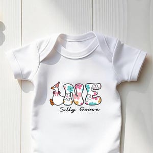 The Silly Goose 1St Birthday Baby TShirt Sleeves, Silly Goose Floral Bodysuit, First Birthday outfit, Goose Lover Funny Gifts
