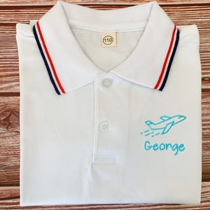 Embroidered Boys Fighter Jet Monogram Polo Shirt, Monogrammed Boy Polo Shirt, Personalized Polo Shirt, Custom Name Tshirt, Boys Gifts