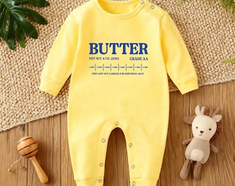 ロンパース・カバーオール melted butter OVERSIZED BODYSUIT 6-9m Baby Butter Bodysuit, Funny Baby Shirt, Baby Shower Gift, Pastry