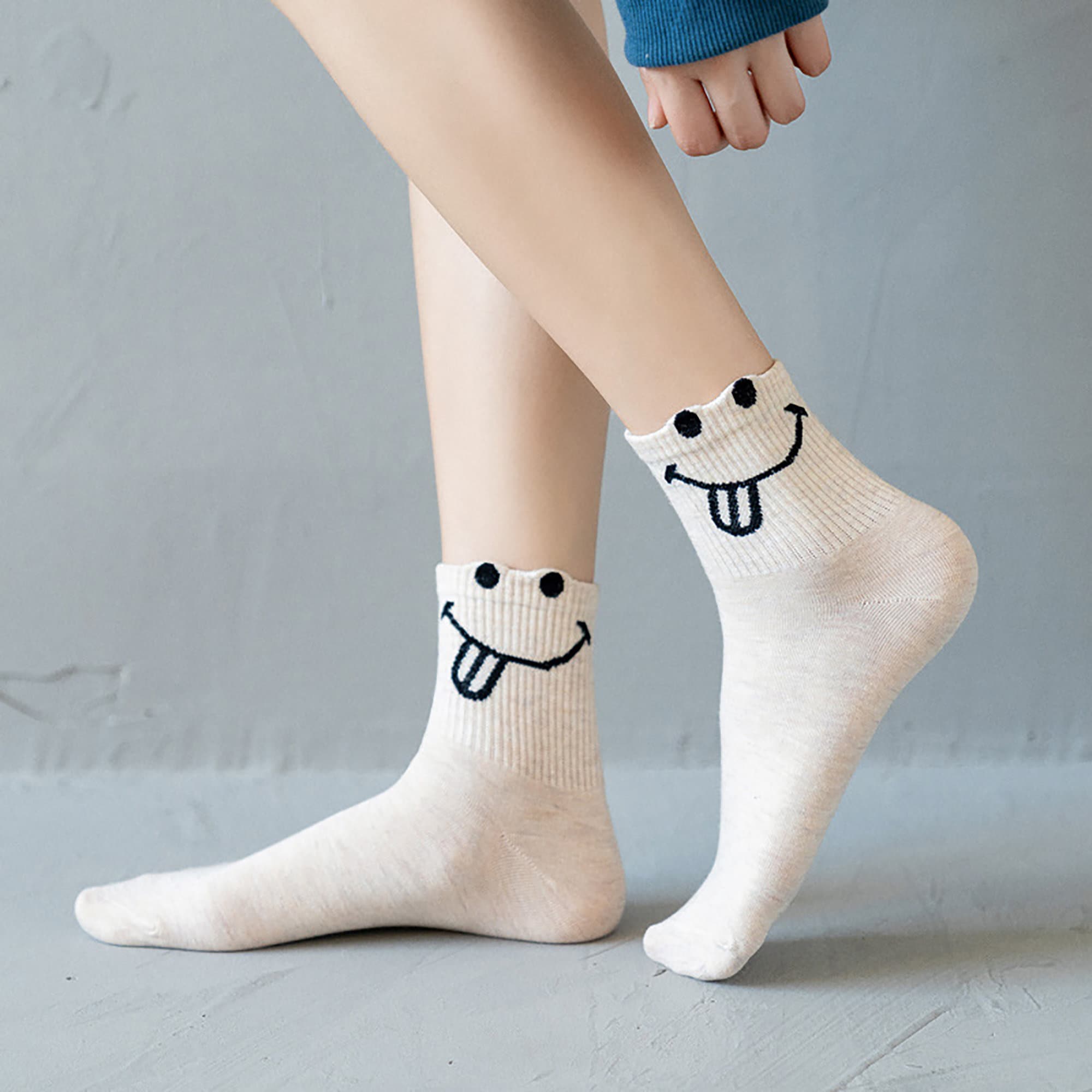 Funny Smile Sock/Pattern Socks/Solid Color Socks/Cute | Etsy