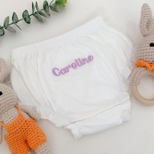 Custom Bloomer For Baby Girl, Monogrammed Baby Bloomer, Custom Diaper Cover With Baby&#39;s Name, Embroidery Baby Bloomer, Baby Girl Bloomer