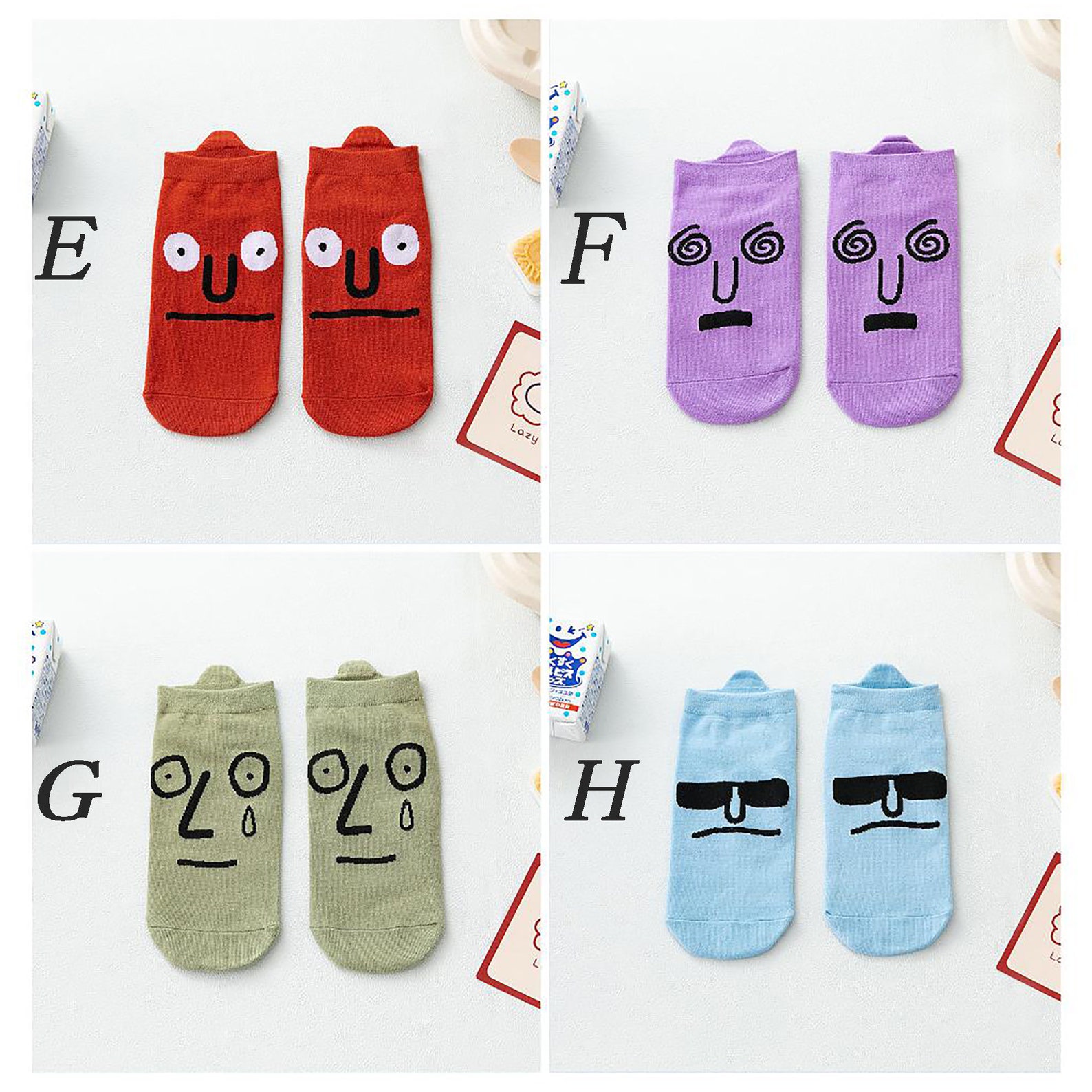 Funny Smile Sock/funny Emoji Socks/solid Color Socks/cute Cute Etsy
