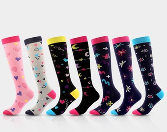 BLongTai Knee High Compression Socks Meteor Patterns for Women and Men Sport Crew Tube Socks BLongTai Knee High Compression Socks Meteor Patterns for Women and Men Sport Crew Tube Socks