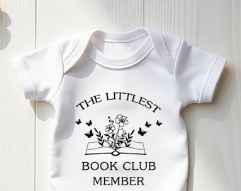 The Littlest Book Club Member Baby Bodysuit, New To The Book Club Baby Bodysuit, Wildflower Book Baby Outfit, Book Worm Clothes, Baby Gifts