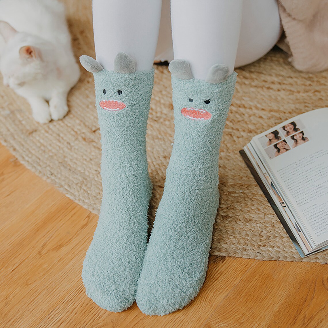 5 Style Kwaii Sock/Monster Fuzzy Socks /Funny Emoji Sock/Fuzzy | Etsy