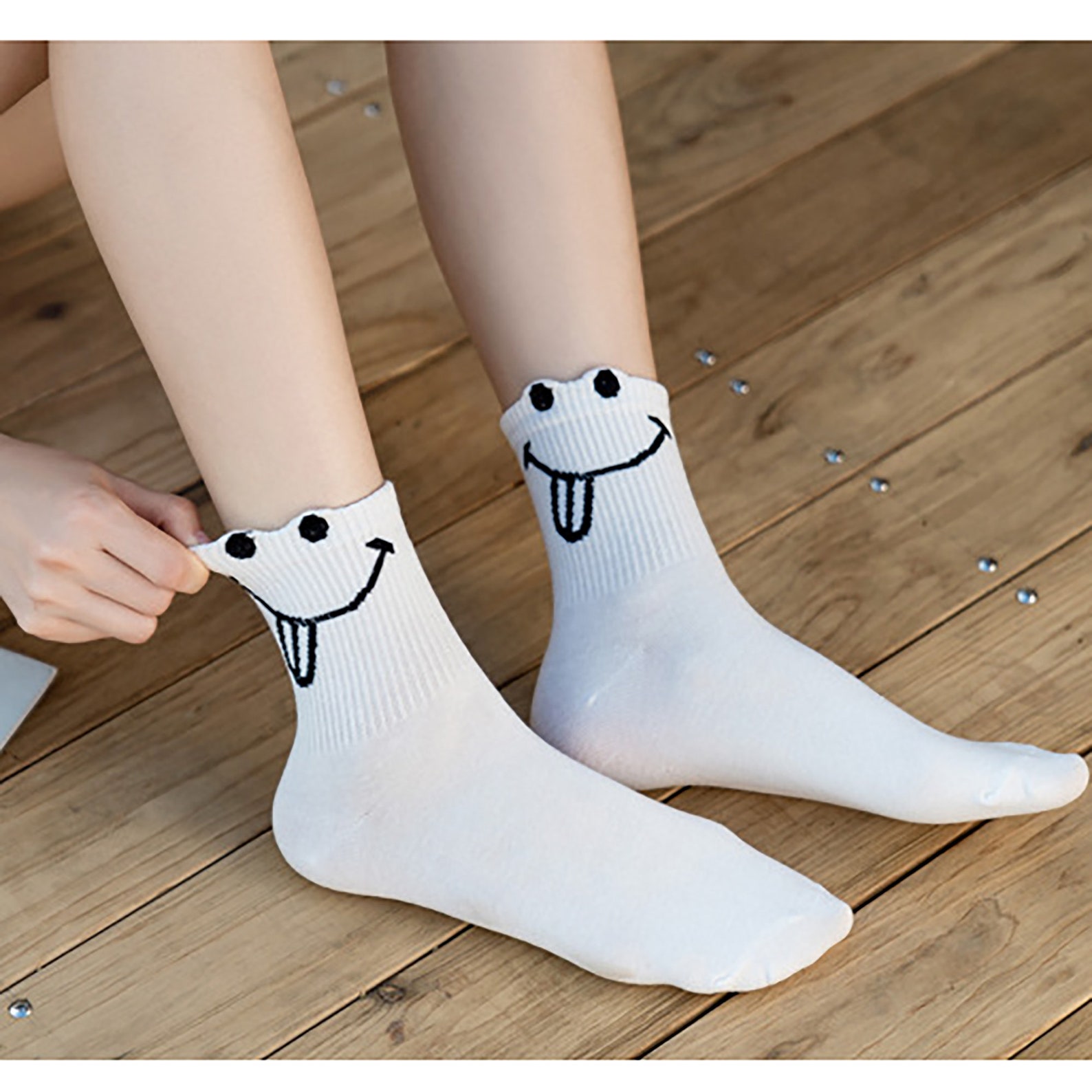 Funny Smile Sock/Pattern Socks/Solid Color Socks/Cute | Etsy
