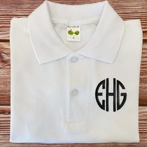 Custom Monogram Polo, Monogrammed Toddler Polo, Polo, Monogram Toddler Boy Gift, Boy White Embroidery Polo Tshirt, Children Clothes