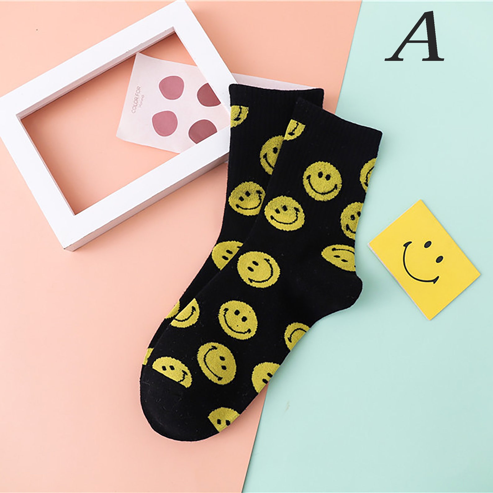 Funny Smile Sock/ Emoji Pattern Socks/Yellow Happy Faces Etsy