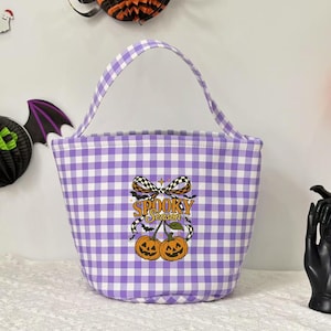 Bolsa de dulces de Halloween personalizada, cubo de Halloween con nombre personalizado, cesta de Halloween, bolsa de dulces de Halloween con monograma, regalo de Halloween