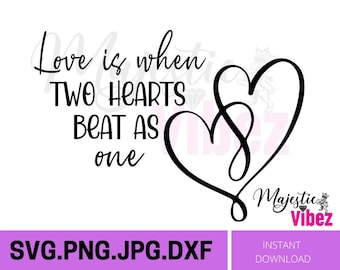 Sodavand Udlevering fatning Love SVG Two Hearts Beat as One Married in Love for Her - Etsy