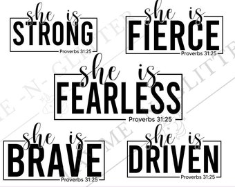 She is Strong Svg Bundle deal 5 designs Blessed God Bible Quotes Cricut Cheap easy Cut Files