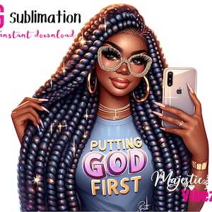 Gott Zuerst PNG Schwarzes Mädchen Clipart Gebet Gesegnet Immer beten Afroamerikaner Melanin Afro Königin Schwarz Christliche Aufkleber Bibel Urban png