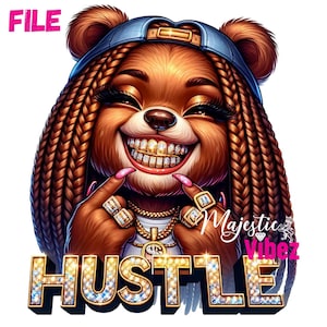 Ragazza Hip Hop Hustle Bear PNG Sorriso Png Hustle Bear Clip art Per Magliette Gangsta Bear Clip Art Grillz PNG Soldi Citazioni Detti Per Sublimazione