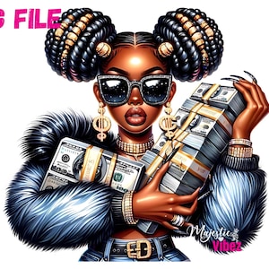 Ragazza nera truffatrice con soldi PNG Ragazza nera drogata Clipart Donna con Ottieni soldi Clip art Ottenere soldi citazioni Ispirazione per i soldi Sublimazione