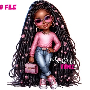 Jolie petite fille noire Clipart petite fille noire PNG Jeune fille noire PNG PNG tendance clipart maman afro-américaine Sublimation