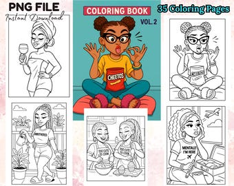 35 Black Girl Coloring Pages Bold and Easy Urban Black Women Easy Coloring Book Adult Teen Coloring Book Printable Files Digital Download