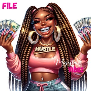 Ragazza nera truffatrice PNG Ragazza nera drogata Clipart Donna con soldi Clip art Ottenere soldi Citazioni truffaldine Ispirazione per i soldi Sublimazione