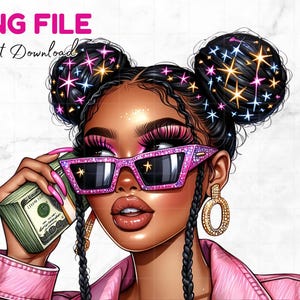 Ragazza con soldi PNG Ragazza truffatrice Clip art Regina nera Clip art soldi Donne afroamericane Contanti Magia Melanina Ragazza urbana PNG