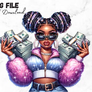 Chica con dinero PNG Chica negra drogada Clipart Mujer con Obtener dinero Clip art Obtener citas Inspiración de dinero Sublimación