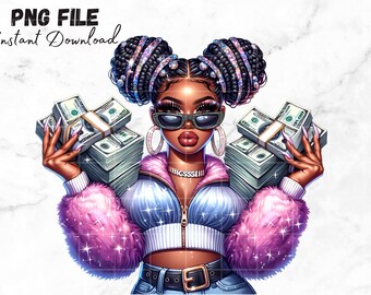 Girl with money PNG Black dope girl Clipart Woman with Get Money Clip art Getting money quotes Money inspiration Sublimation
