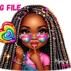 Petite fille noire Clipart Petite fille noire PNG Jeune fille noire PNG Candyland Clipart tendance png clipart maman sublimation afro-américaine