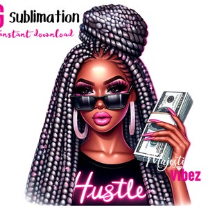 Ragazza nera con soldi PNG Hustle clipart duro Hustler Ragazza che tiene contanti Afro Regina Melanina Magia afro-americana Ragazza nera Clipart Trecce