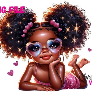Adorable petite fille noire Clipart petite fille noire PNG Jeune fille noire PNG tendance png clipart maman sublimation afro-américaine