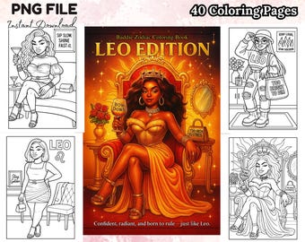 Leo Zodiac Coloring Book for Black Girls Teens and Adults Digital Download Astrology Baddie Printable Art Self Care Birthday Gift