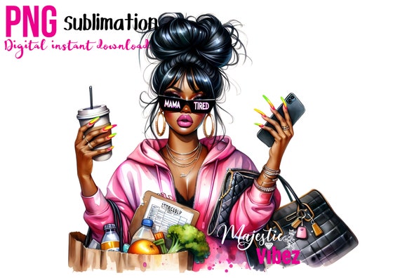 Tired mom PNG Super mom clipart strong mom PNG For mom women queen boss lady mama bear mom Tired mother Urban Girl PNG