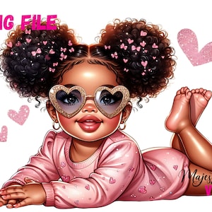 Adorable petite fille noire PNG petite fille noire Clipart noir bambin clipart jeune fille PNG pour fille clipart Sublimation afro-américaine