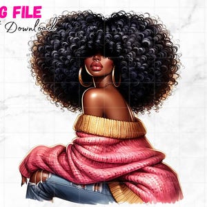Hermosas mujeres negras Png Chica negra con afro Clipart Cabello grande Afro Reina melanina Chica negra Sublimación amarilla mágica Descarga digital