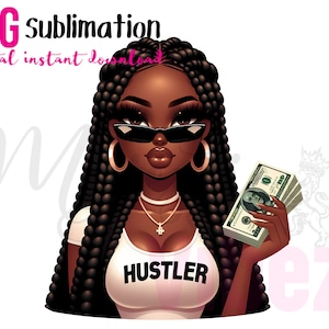Ragazza nera con soldi Clip art Ragazza spaccone con occhiali da sole PNG Hip hop urbano PNG Ragazza alla moda Clipart Ragazza afro-americana Melanina Magia