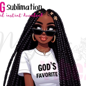 Clip art favorito de Deus Menina negra com óculos de sol Preto Cristão PNG Afro-americano Melanina Magia Afro Queen PNG Para planejadores Tumblers