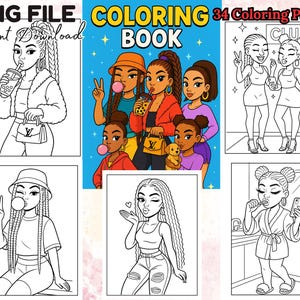34 Black Girl Coloring Pages Bold and Easy Urban Black Girl Easy Coloring Book Adult Teen Coloring Book Printable Files Digital Download