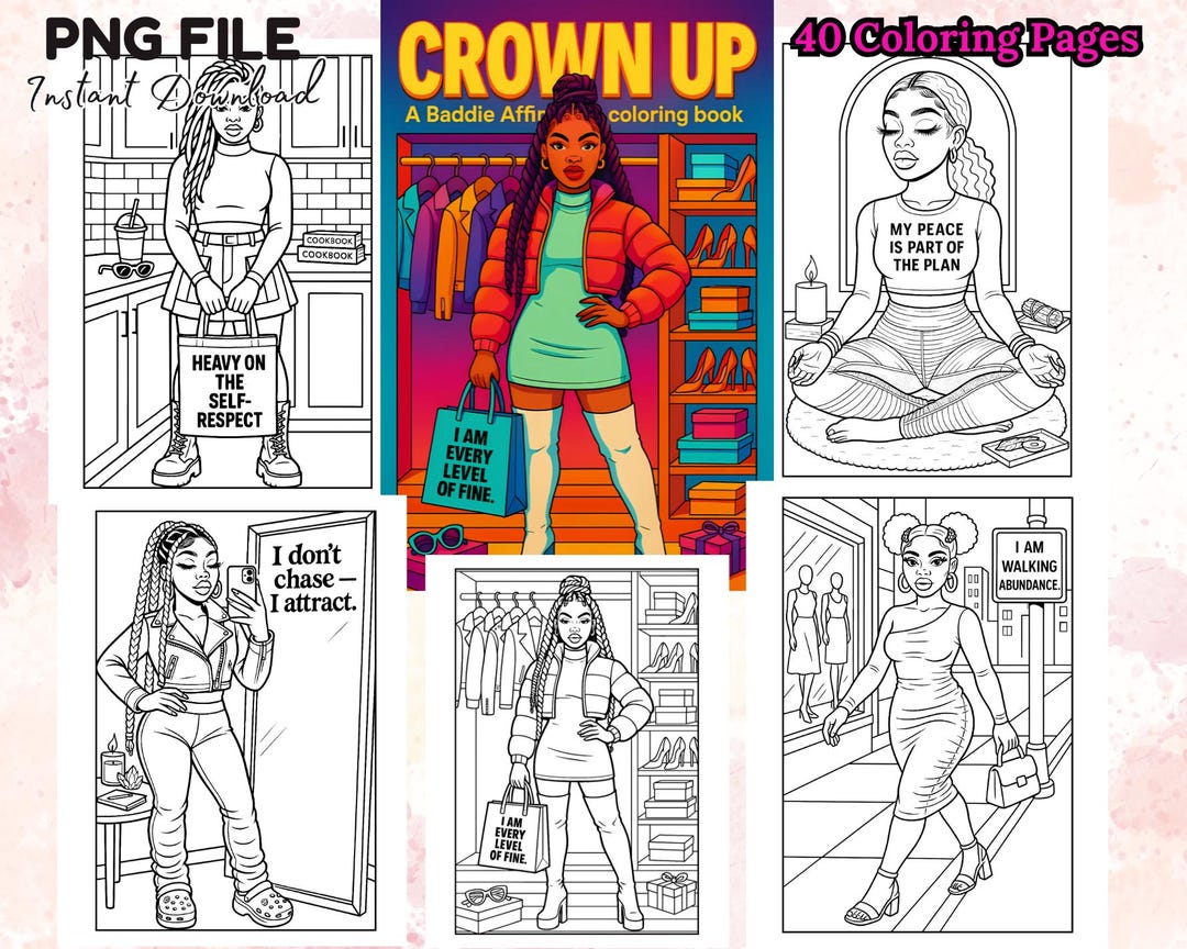 40 Black Girl Coloring Pages Affirmation Coloring Book for Teens Women ...