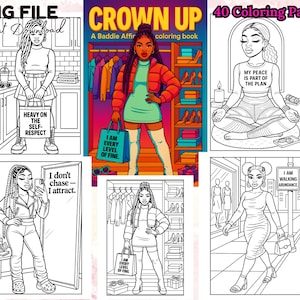 40 Black Girl Coloring Pages Affirmation Coloring Book for Teens Women Self-Love Sass Style Fashion Empowerment Bold and Easy Stylish Women