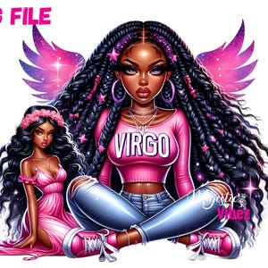 Virgo Chica Clip art Virgo virgen Signo del Zodíaco PNG Virgo astrología Hip hop urbano PNG Moda chica Clipart Chica afroamericana Melanin Magic