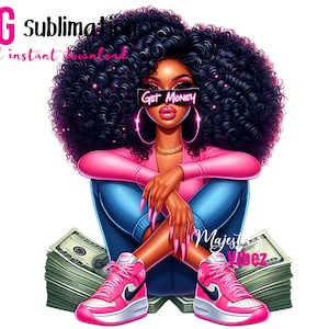 Ottieni soldi PNG Clipart ragazza afro nera Citazioni trambusto che indossano rosa png Soldi Afroamericano Ragazza nera magica Melanina Ragazza urbana PNG